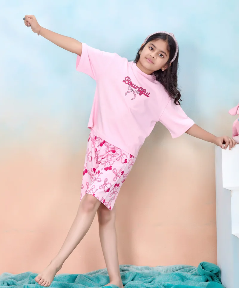Artemea  Value PACK OF TWO Nightwear - Dream Like a Unicorn print Girls Premium Pajama set & Bow-tiful Bow printed Girls Premium Short set ( 4 Pc set - 2 TOP & 2 bottoms) for Women | Best Price UAE